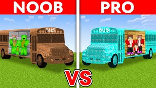 MIKEY vs JJ Family NOOB vs PRO: BUS HOUSE Build Challenge Minecraft (Maizen) screenshot 3