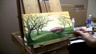 Free Painting Lessons - Cherry Blossom Bridge - Commentary by Acrylic Artist Brandon Schaefer