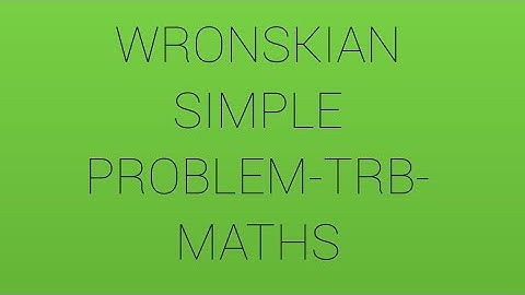 PG TRB -WRONSKIAN PROBLEM
