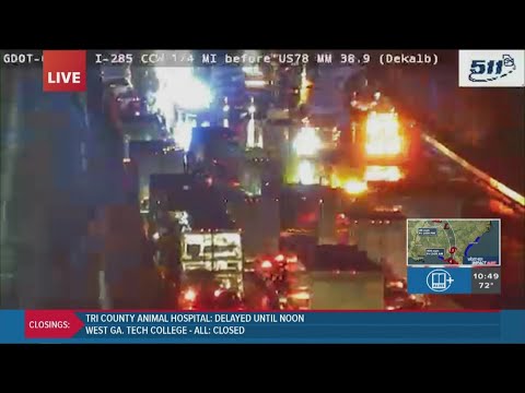 Flooding on I-285 in DeKalb County causes large traffic backup - YouTube