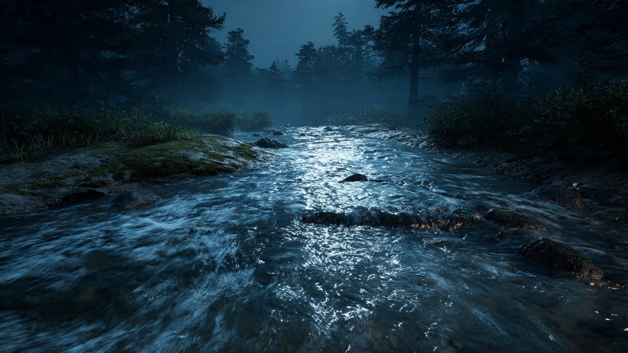 LIVE • Calm Study Night River ASMR 🌙 Soft Flowing Water for Focus, Study & Relaxation (No Music)