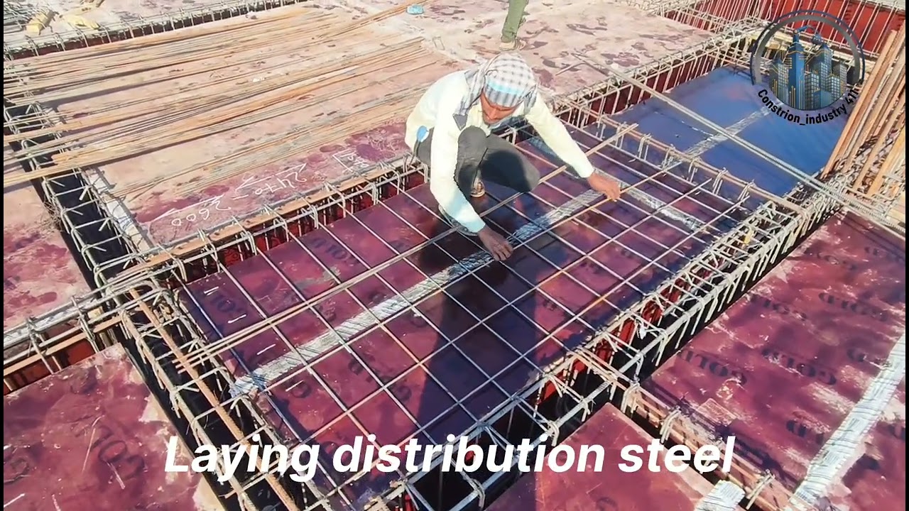 One way slab steel binding work.