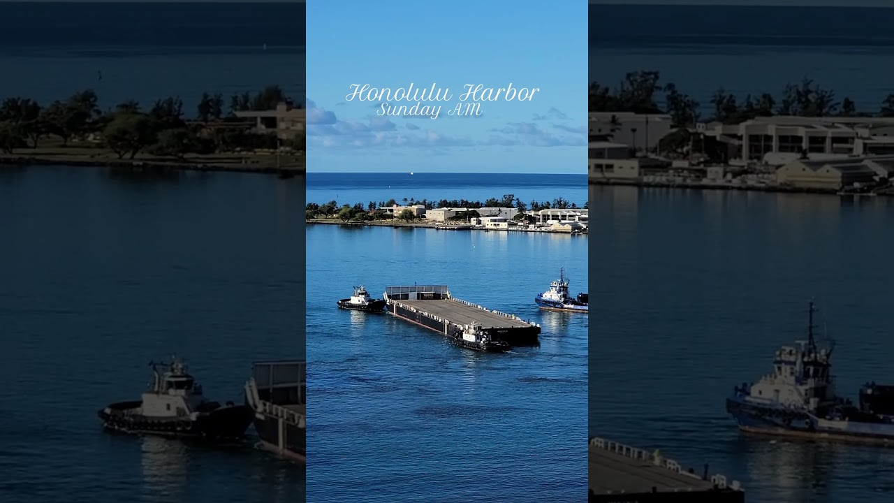 Sunday AM #honoluluharbor #hawaiilife #youngbrothers #barge #tugboat #airplane