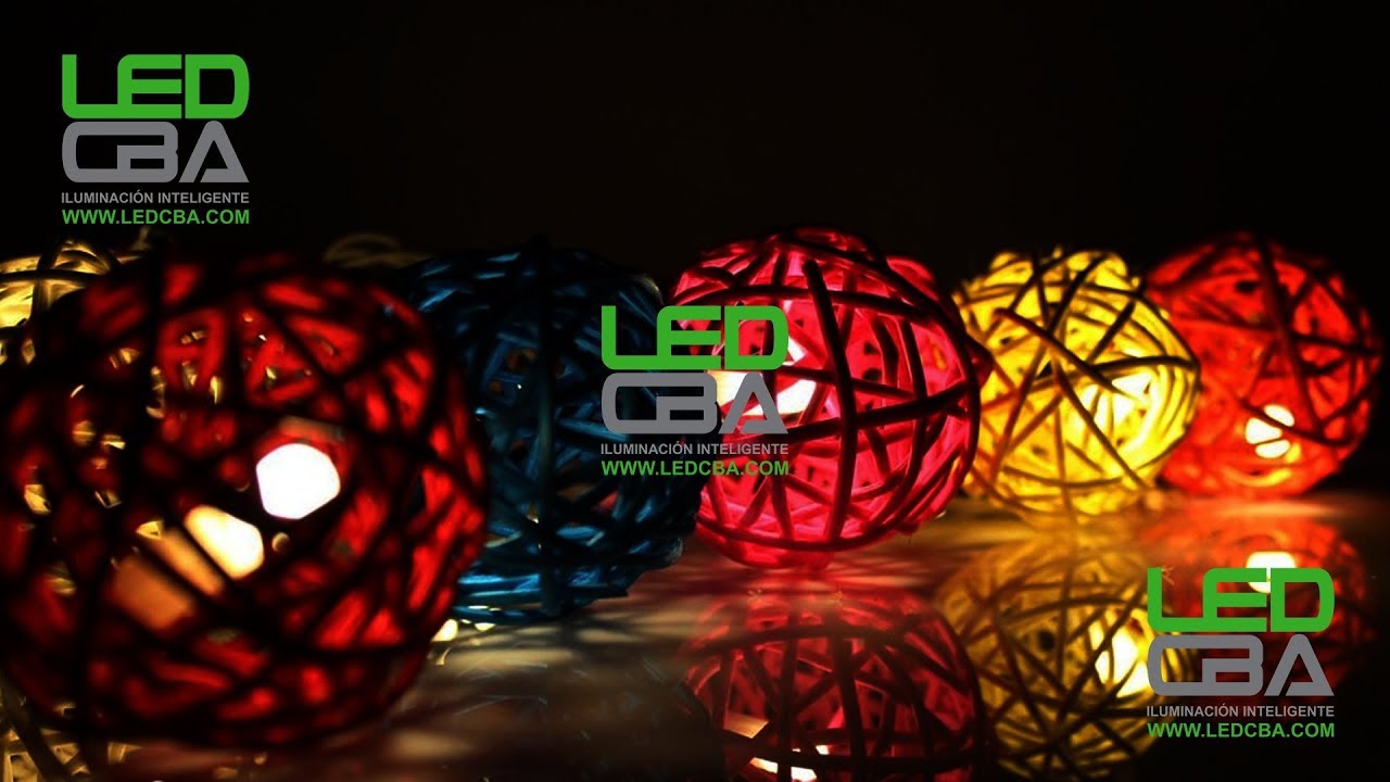 Guirnalda 10 Bolas Led Decoración Rattan de Colores a pilas