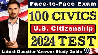 1 to 100 Civics Test 2024 Straight Answers 2X, US Citizenship, Question, Exam, Ciudadania Americana