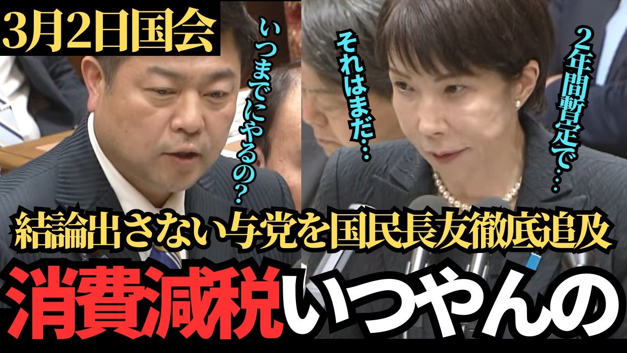 「消費減税いつやんの⁉」結論出さない与党を、国民民主長友が徹底追及！スマレジや一次産業従事者の思いについて言及