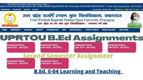UPRTOU B.ED second semester solved assignment in Hindi | B.ED E-04 Learning and Teaching