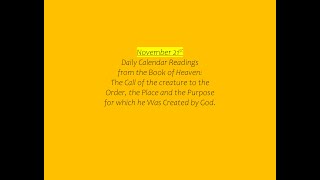 November 21st Daily Calendar Readings from the Book of Heaven