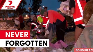 Bondi Beach tributes removed as memorial plans discussed | 7NEWS