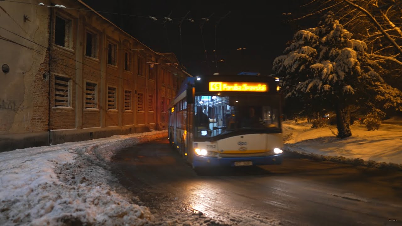 Czech Republic, Ostrava, bus 49 night ride from Důl Heřmanice to Svinovské mosty