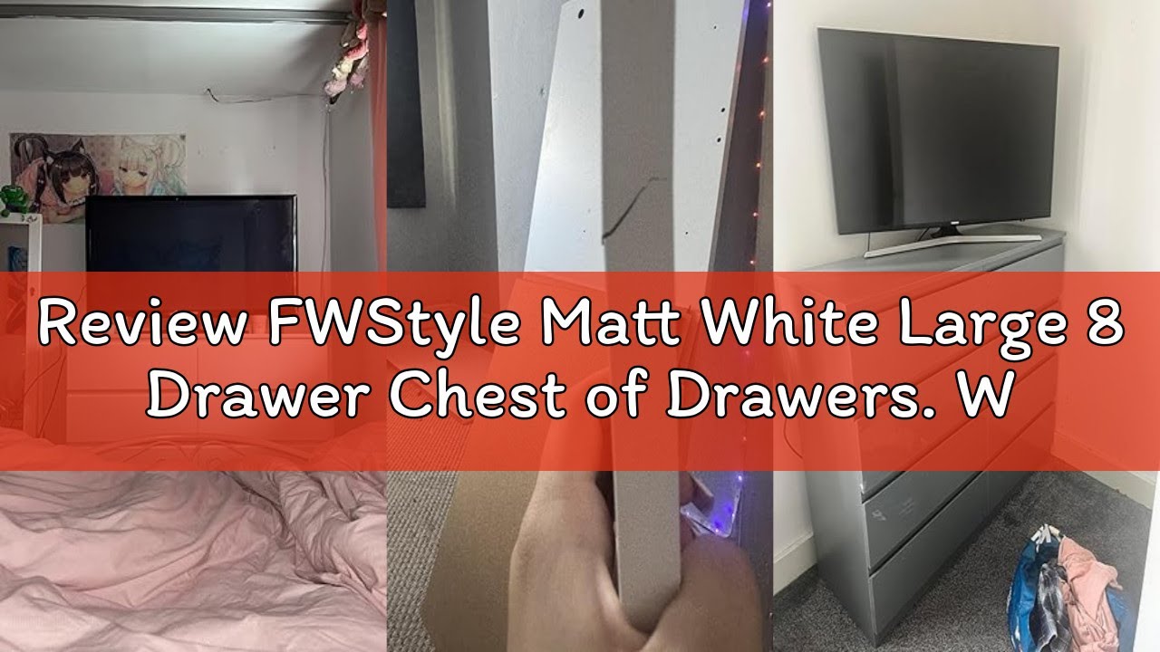 Review FWStyle Matt White Large 8 Drawer Chest of Drawers. White Bedroom Furniture. Under drawer sup
