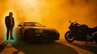 Old School Chromed Out Gixxer 750 vs 950hp Single Turbo Supra. Rice on 2 Wheels!