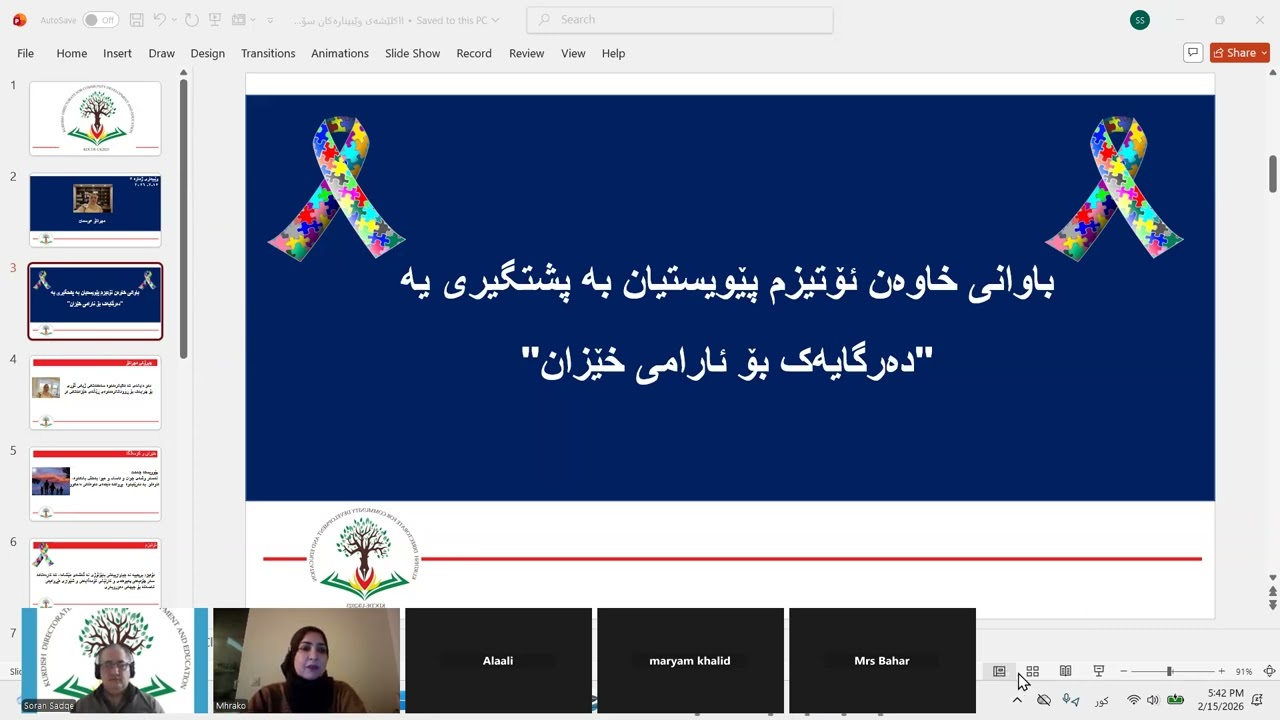 وێبینارێکی تایبەت لە لایەن مامۆستا میهراکۆ عوسمان لە وڵاتی سویت تایبەت بە خێزانی ئۆتیزم 