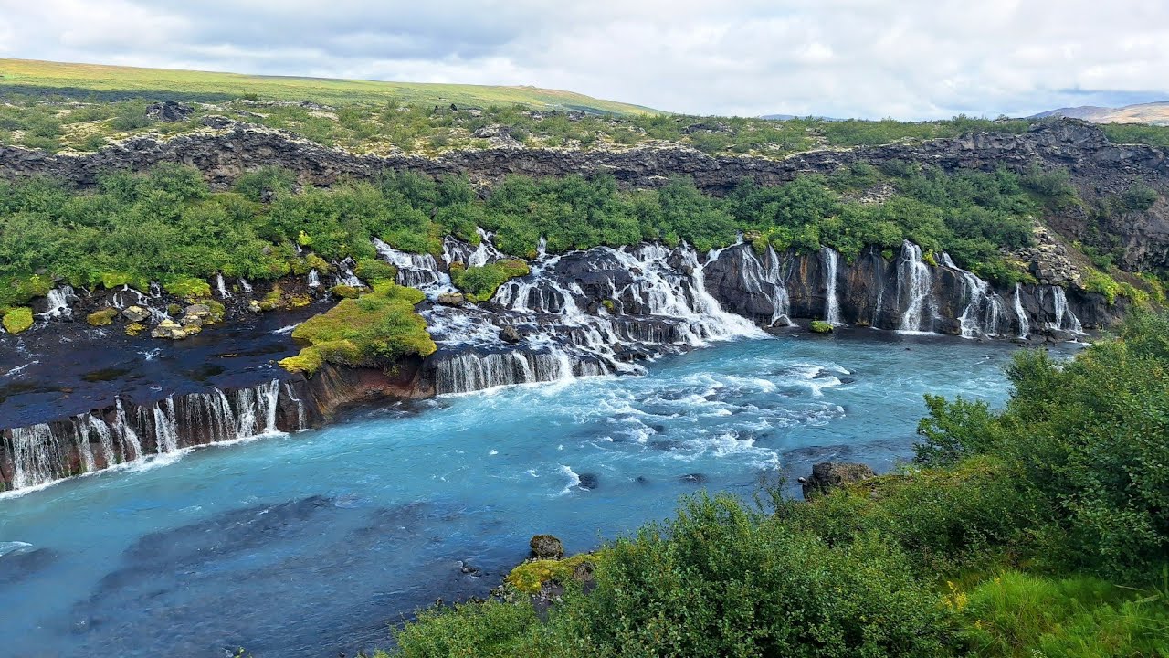 Hraunfossar and Barnafoss waterfalls in Iceland — Hraunfossar and Barnafoss — video poster