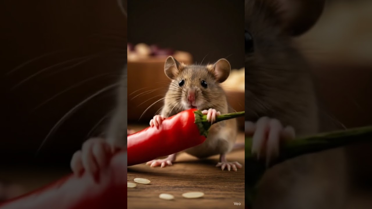 mouse eats red chili 