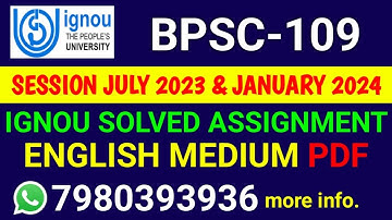 BPSC 109 Solved Assignment 2023-24 English, BPSC 109 Solved Assignment 23-24, BPSC-109 Assignment