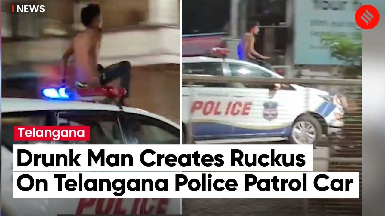 Hyderabad: Drunk Man Seen Atop A Moving Police Car, Opposition ...