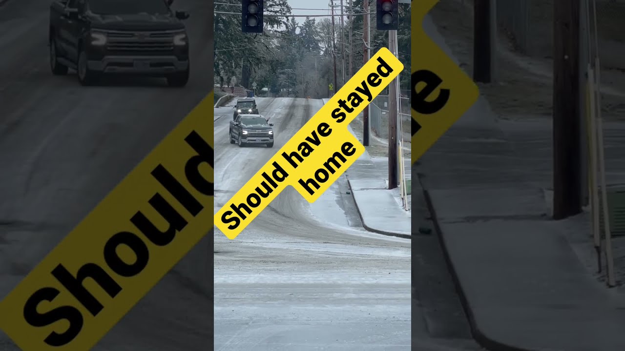 Ridiculous Icy Road Slippery Winter Car Crash 2022 Oregon Freezing Rain Ice Storm #shorts