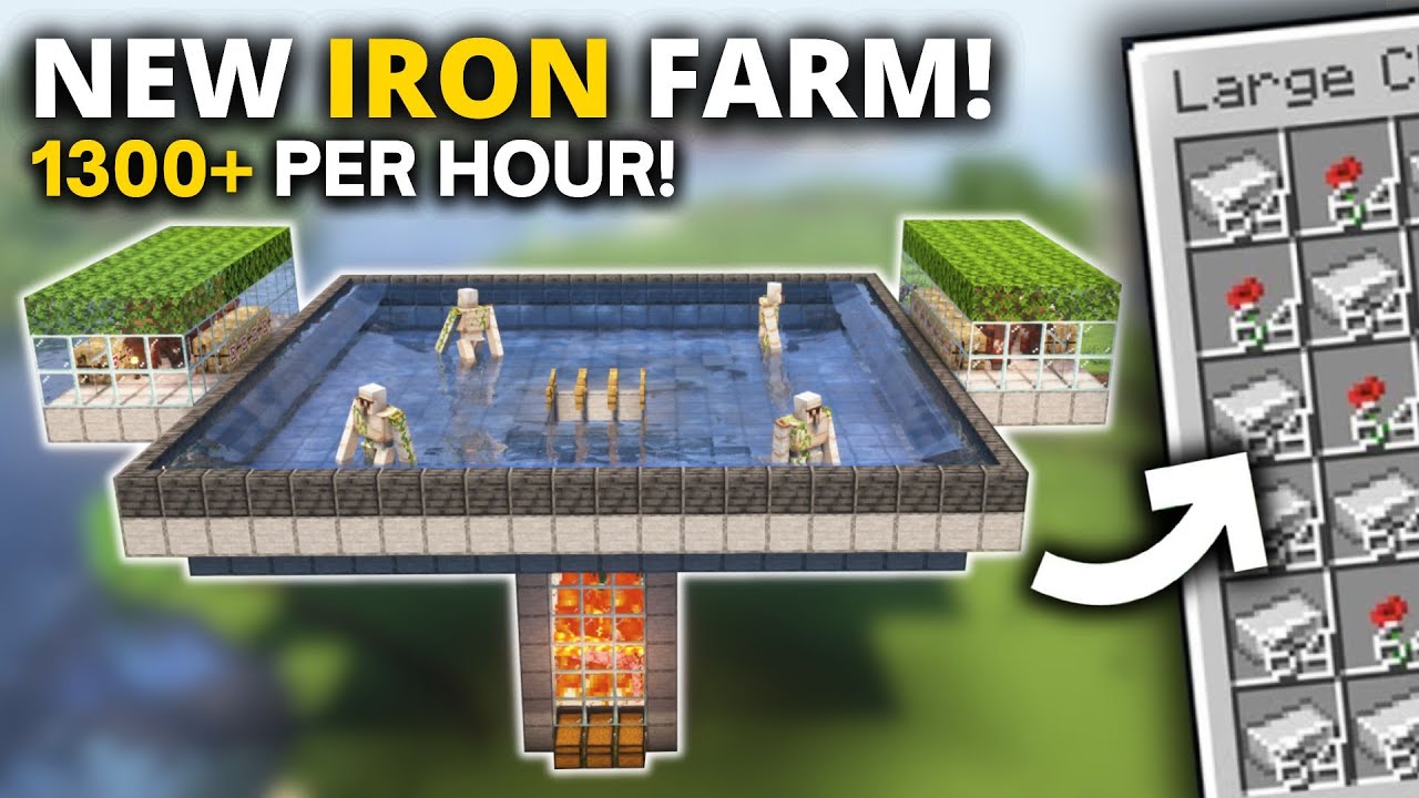 Minecraft NEW IRON Farm in 1.21+ Bedrock & PE | 1300+ P/H!