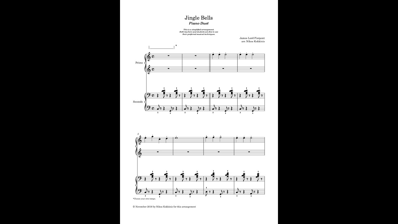 Jingle Bells Piano Duet 4 hands YouTube