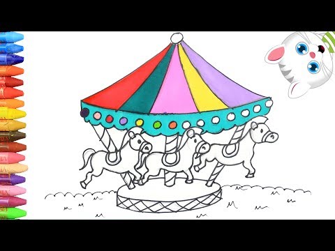 Wie zeichnet man Karussell | Zeichnen und Ausmalen für Kinder mit MiMi