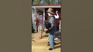 Två små fåglar på en gren.