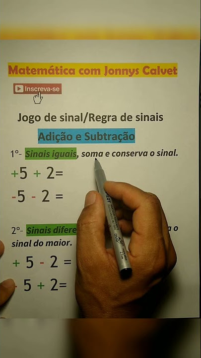 Regra de Sinais Adição e Subtração - nível 1 - Matemática em um minuto 