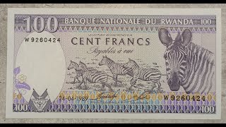 RWANDA - RUANDA - 100 - FRANCS - 1989 - ZEBRA - IMPALA - BANKNOTES - COLLECTING - PAPER MONEY - NOTE