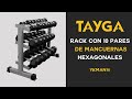 Set Mancuernas Hexagonales 10 Pares de 5 a 50 lb y Rack Tayga