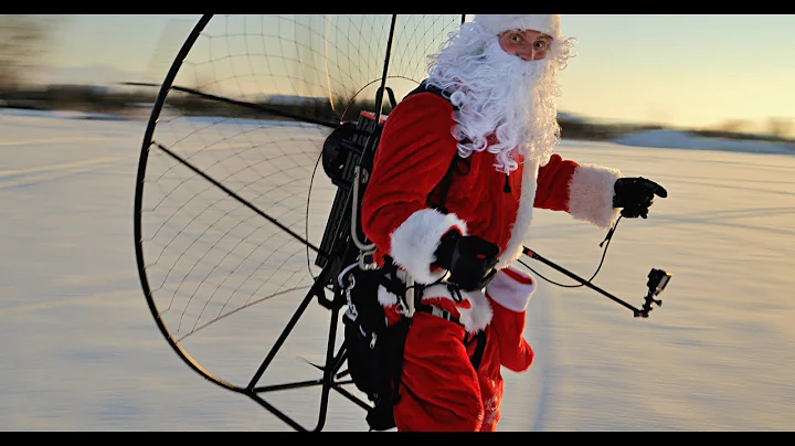 Santa Claus Tries Electric Paramotor. Merry Christ...