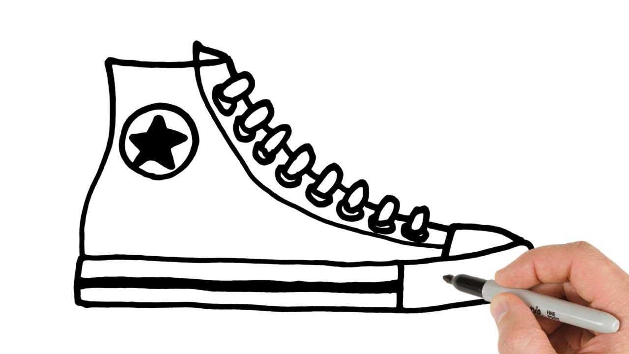 How to Draw Converse Shoes Sneakers Easy Drawing - YouTube