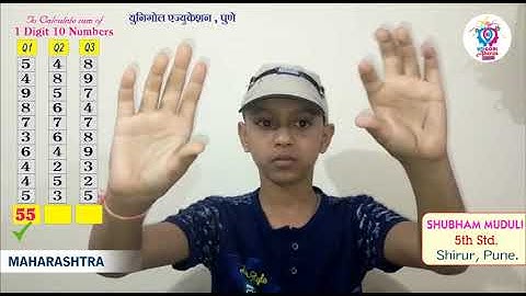 ABACUS LEVEL - 2 :  1 Digit 10 Numbers, Performance of SHUBHAM MUDULI.