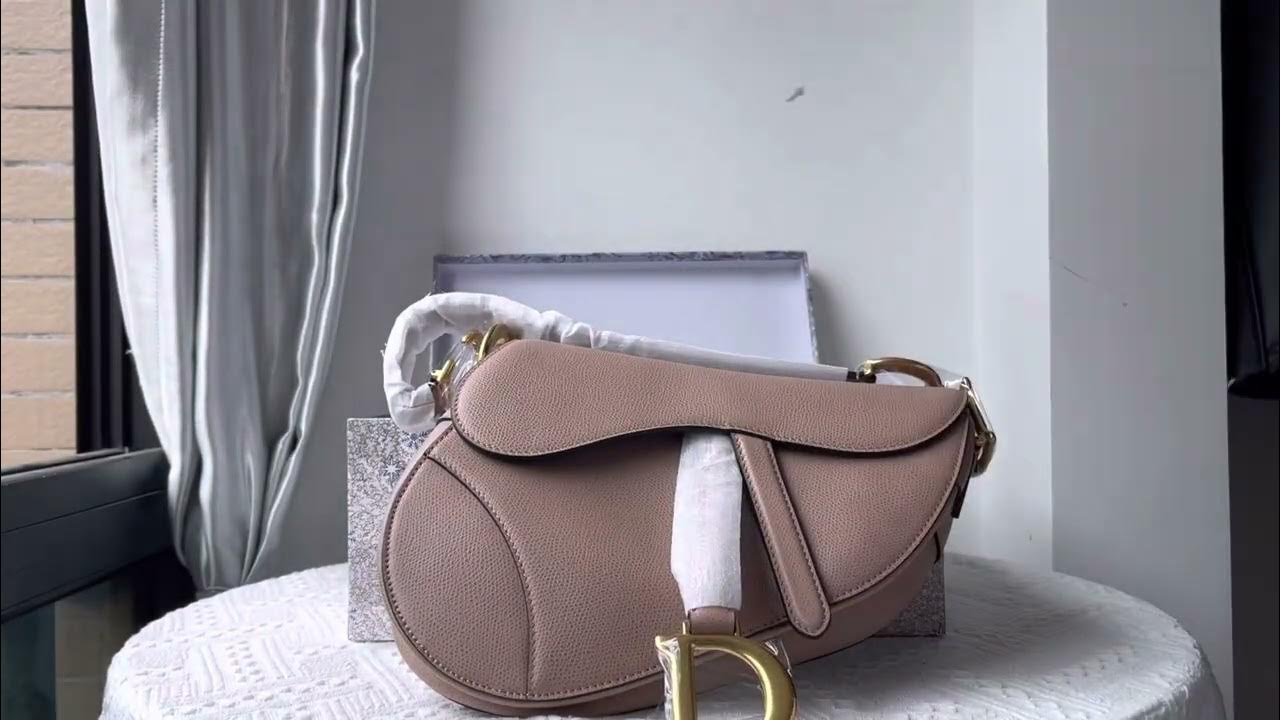 Saddle Bag with Strap Blush Grained Calfskin