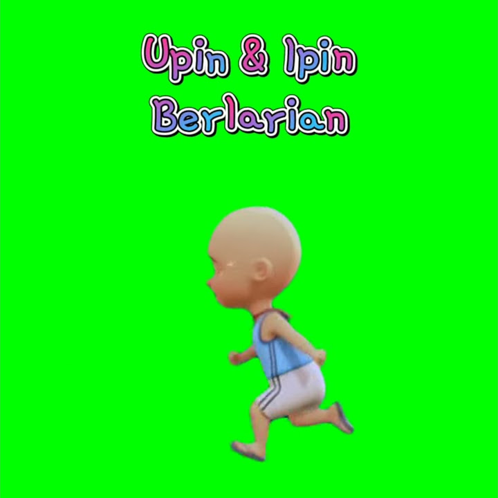green screen Upin Ipin berlarian