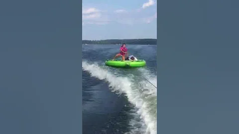 Floss dance on a tube, Lake Murray, SC
