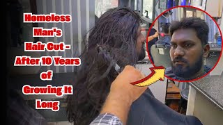 Homeless Man's Hair Cut - After 10 Years of Growing It Long screenshot 3