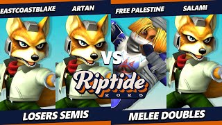 Riptide 2025 LOSERS SEMIS - EastCoastBlake & Artan Vs. Free Palestine & salami - Smash Melee - SSBM