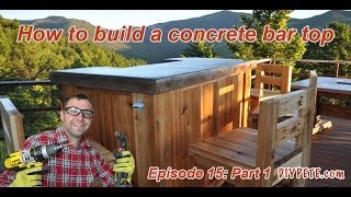 Learn how to build an outdoor patio bar with an acid stained concrete top. In part 1 Pete will show you how to build a concrete bar 