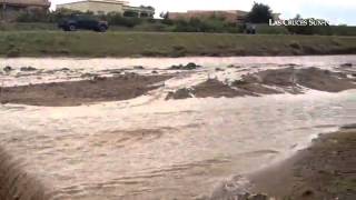 Proof it rains in #LasCruces. Video of arroyo that runs underneath Dripping Springs Road