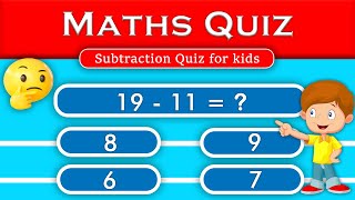 20 One Digit Subtraction Quiz | Math Quiz for Kids