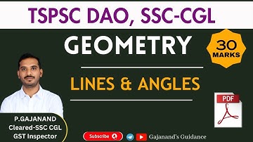 LINES AND ANGLES || GEOMETRY || TSPSC DAO, SSC CGL || By Gajanand