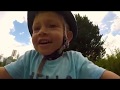 Balance bike on the bike path and sled kite  family adventure time 