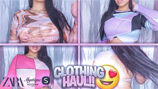 CLOTHING HAUL/REVIEW FOR ZARA, MYSTIQUE BOUTIQUE AND SHEIN * TOPS EDITION*