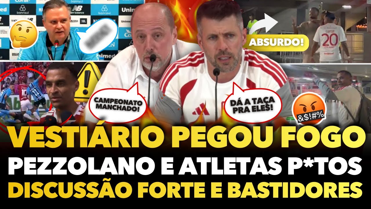 🚨💣🔥 VESTIÁRIO DO INTER PEGOU FOGO: PEZZOLANO ACABOU COM ELES, FORAM PRA CIMA DO GRÊMIO E DISCUSSÃO