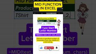 MID FUNCTION IN EXCEL 😉🔥⚡ #excel #exceltips #viral #funny #shorts #shortcut #data #statistics
