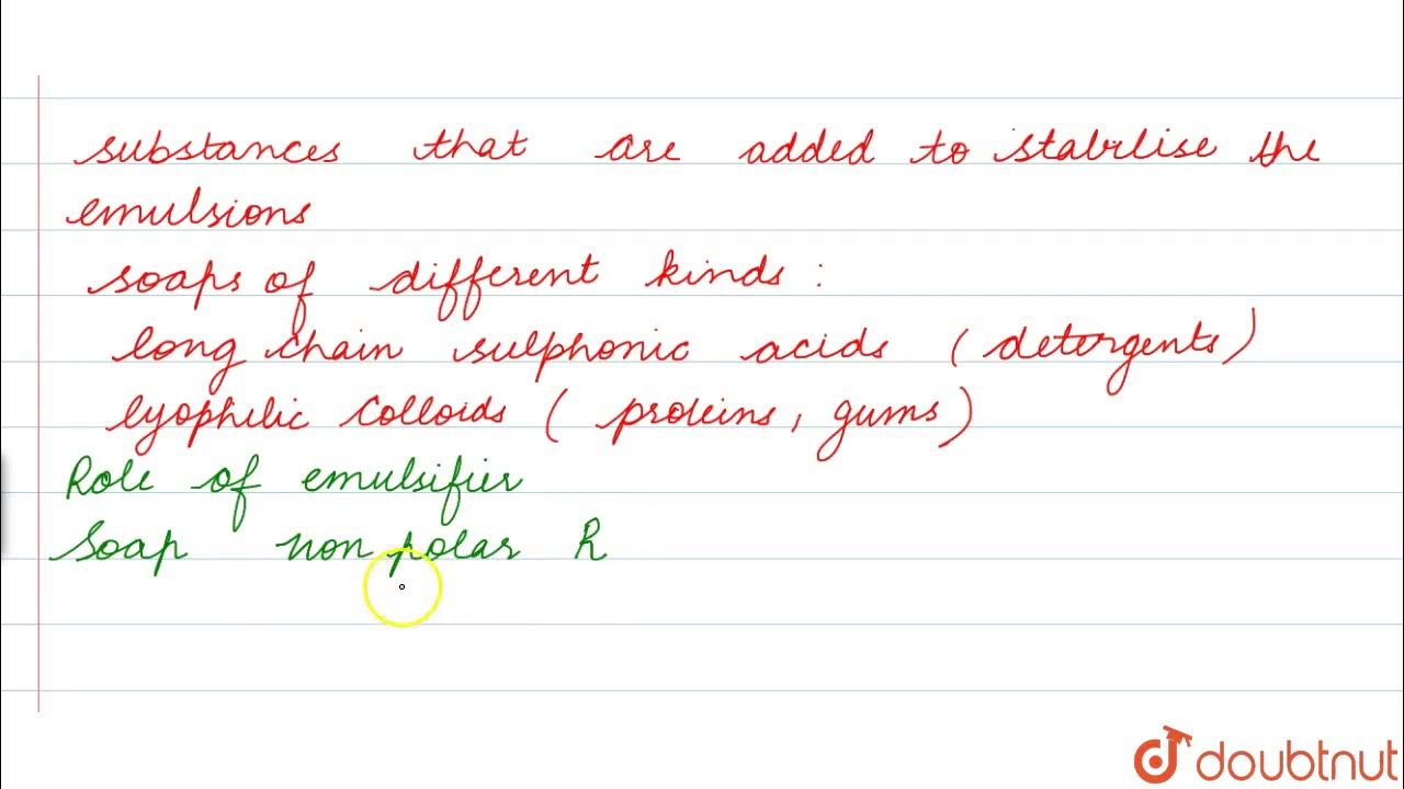 How do emulsifiers stabilise emulsion ? Name two emulsifiers. YouTube