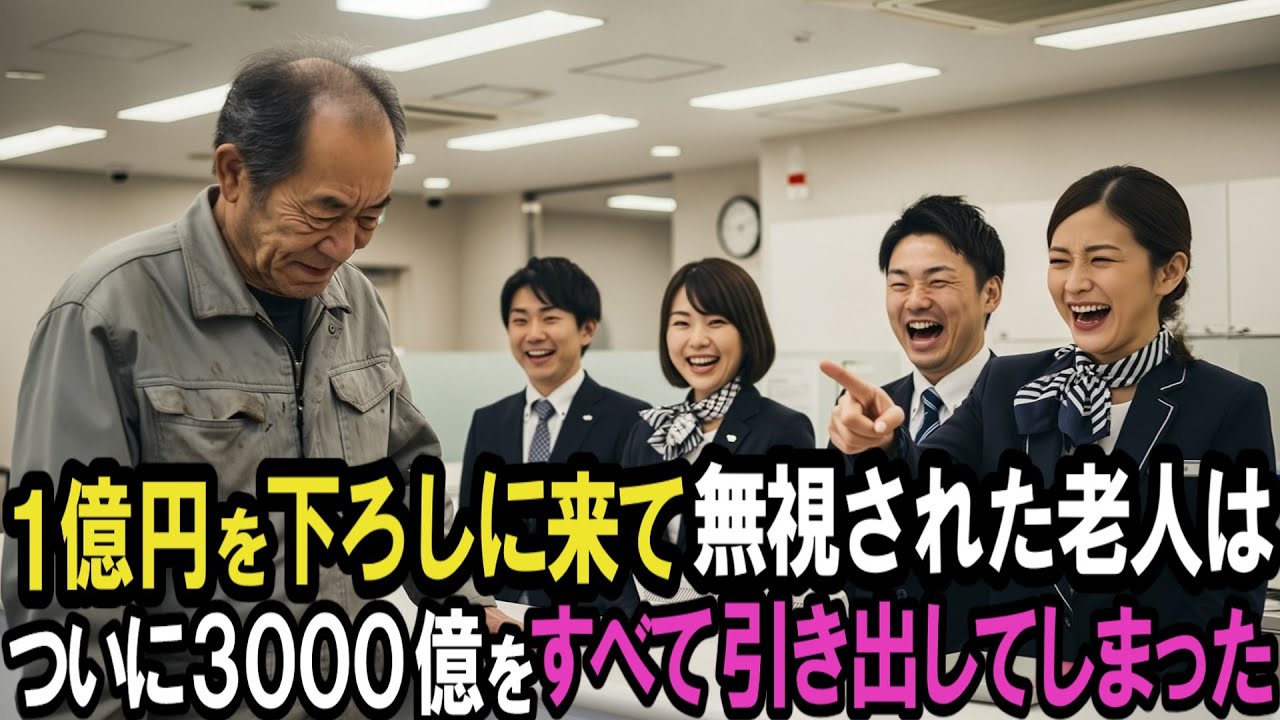 一億円下ろしに来て無視された老人。ついに3000億円すべて引き出してしまった。