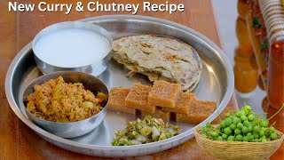 Curry, Rotla Bread and Chutney for Lunch | Indian Village Cooking