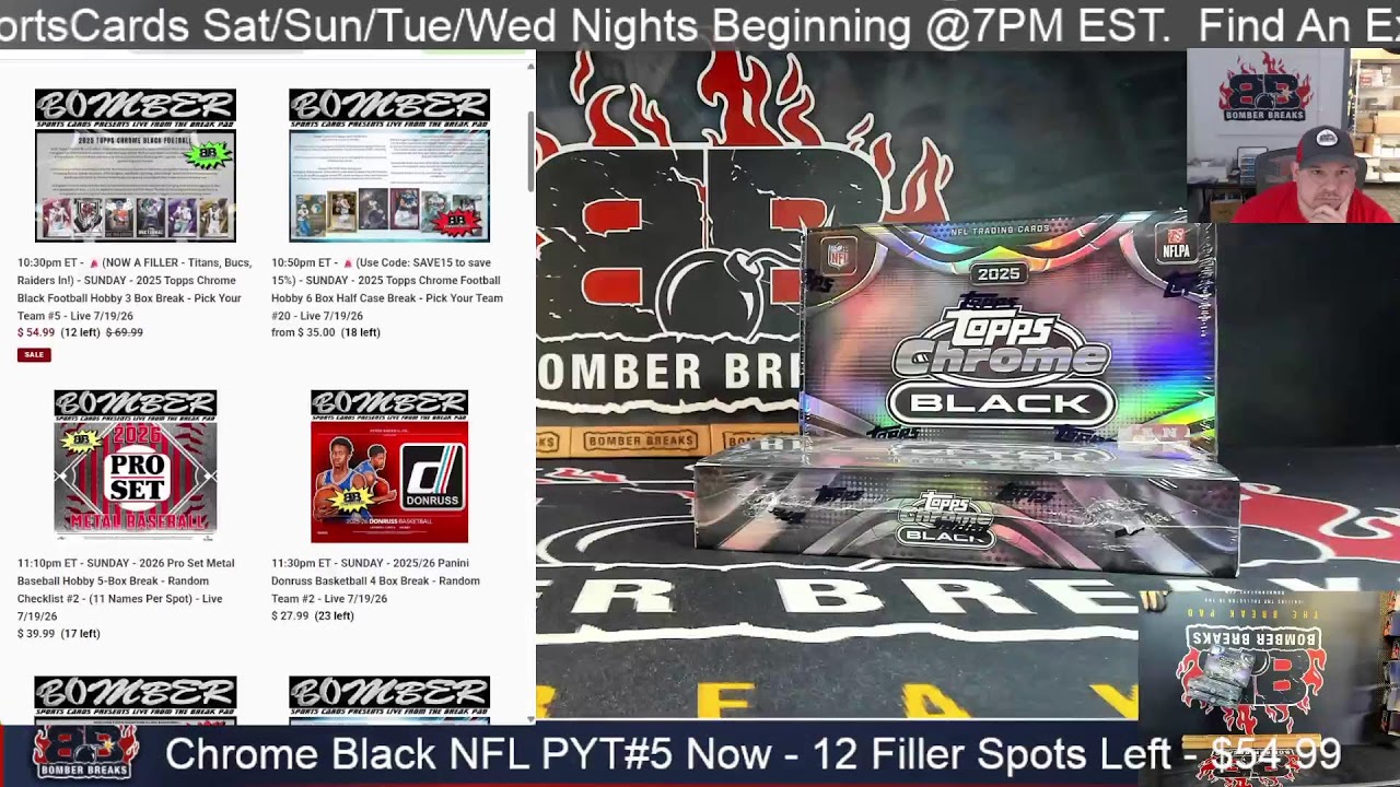 Bomber Sports Cards Live Box Breaks!