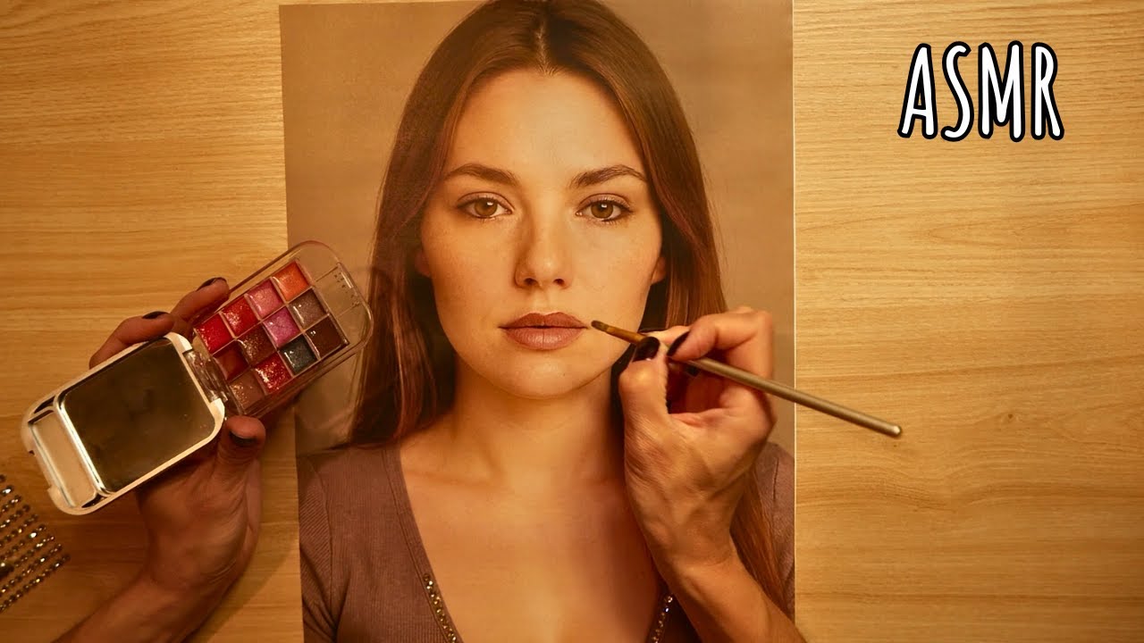 Обводка, расчёсывание и макияж на модели журнала Бекки ASMR